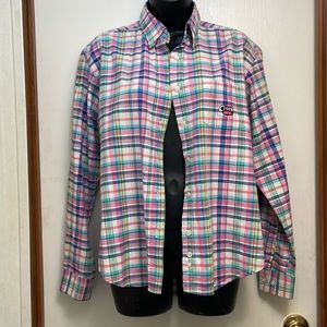 Women’s size, medium, cruel girl, cowgirl button-down, long sleeve plaid‎ shirt.